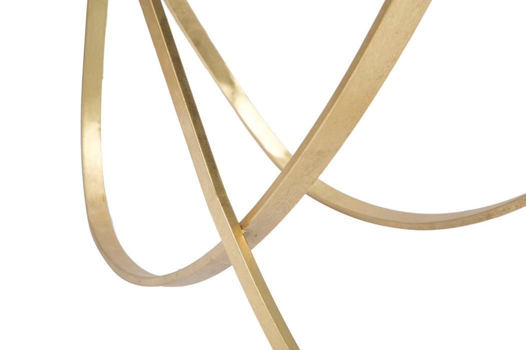 Sidetable Ring Goud Metaal Zwart Glas 120x40x79 cm