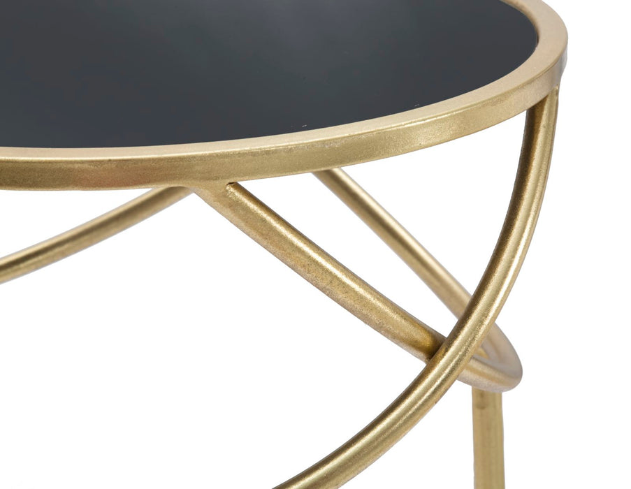 Thatlyfestyle Golden Eclipse Bijzettafel Zwart Goud Glas