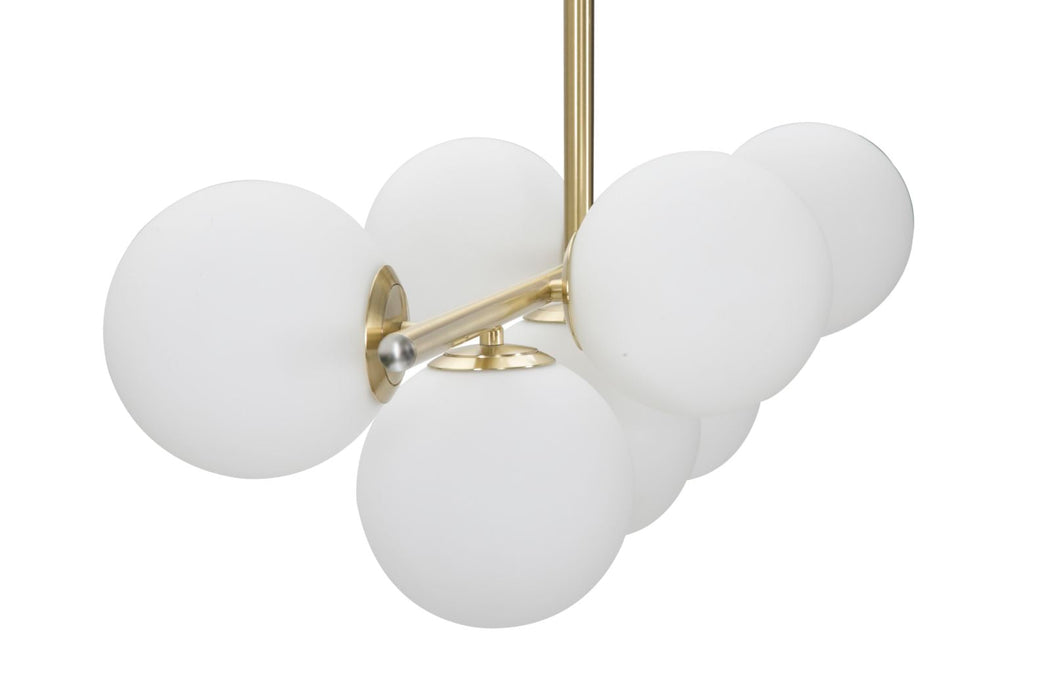 Hanglamp Glamy Luci Goud 7 Witte Glazen Bollen 81x30x74 cm