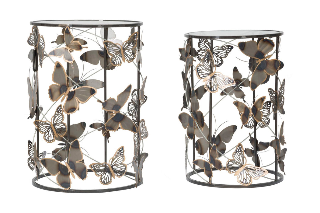 Thatlyfestyle Butterfly Bliss Bijzettafel Set Glas Metaal