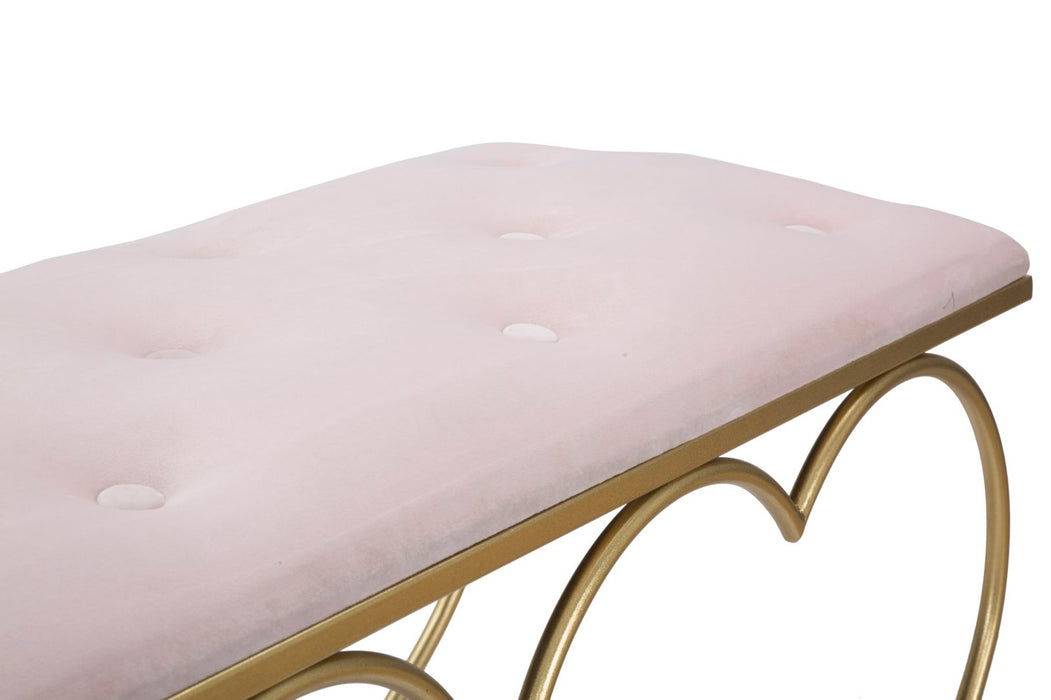 Bankje Heart Rosa Goud Roze Velvet 105x37,5x51,5 cm