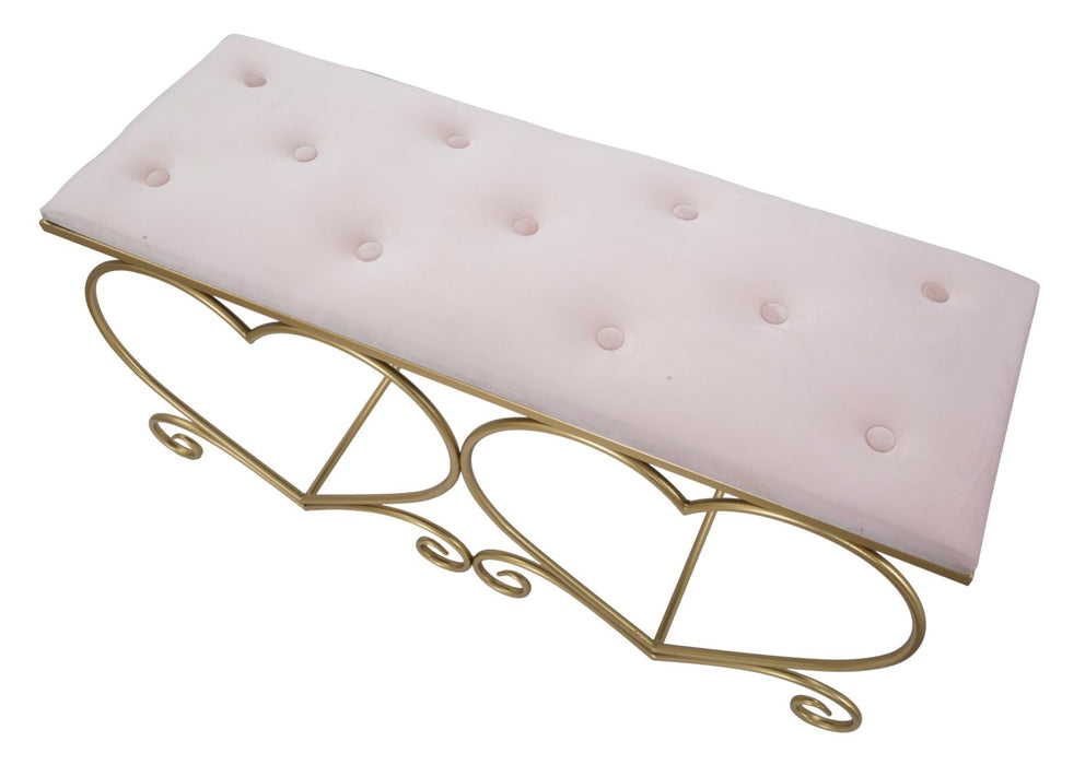 Bankje Heart Rosa Goud Roze Velvet 105x37,5x51,5 cm