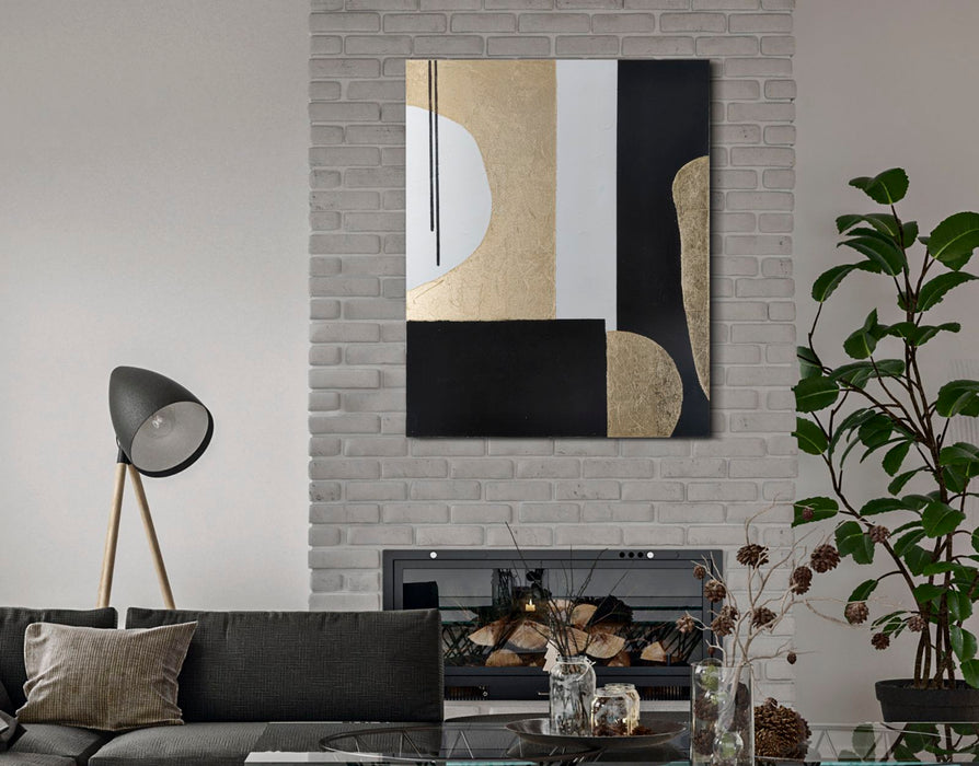 Thatlyfestyle Luxe Abstract Canvas Schilderij "Golden Geometry"