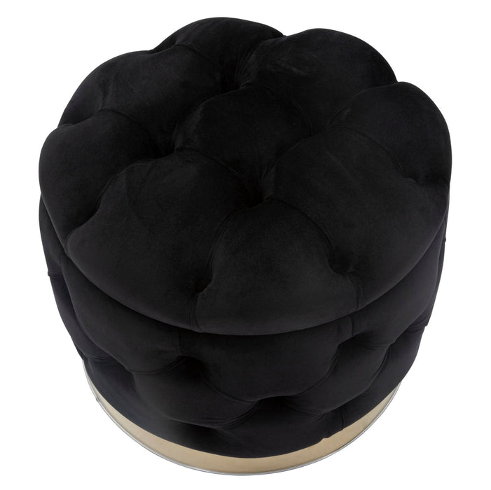 Ronde Poef Rich Nero Opbergruimte Velvet Zwart Ø 55x42 cm