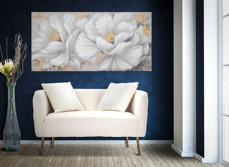 Thatlyfestyle Luminous Serenity: Handgemaakt Schilderij Wit Goud