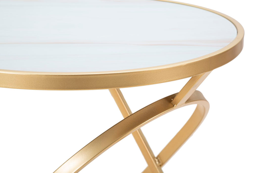 Thatlyfestyle Opulentia Bijzettafel Rond Goud Marmer