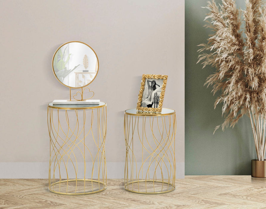 Thatlyfestyle Glamouria Bijzettafel Set Goud Spiegelglas