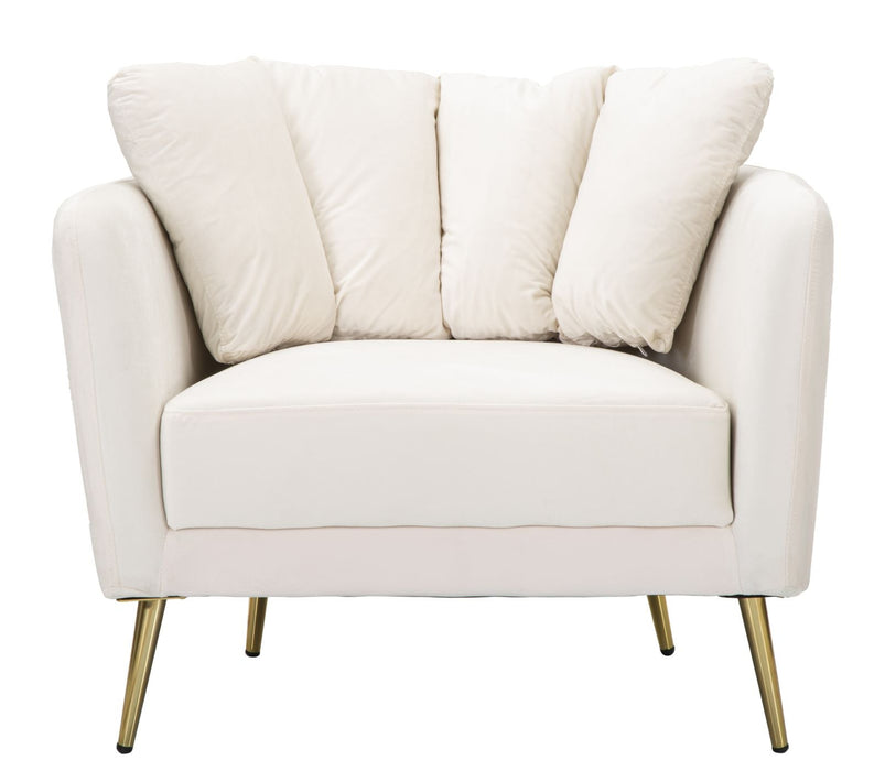 Kiev Cream Fauteuil Beige Stof Gouden Poten