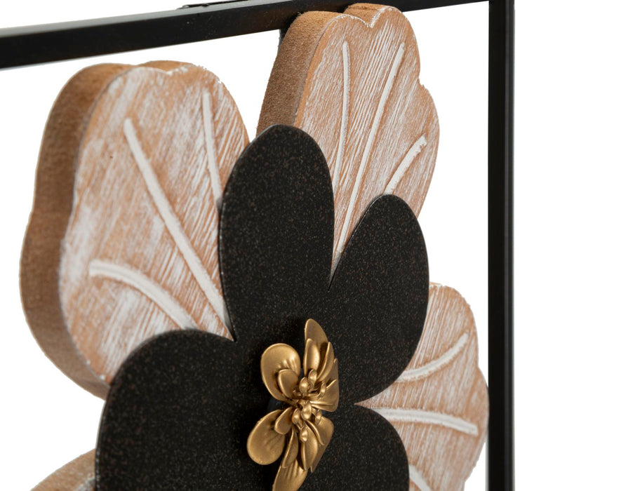 Elegant Blooms Wanddecoratie Metaal Hout 27x70 cm