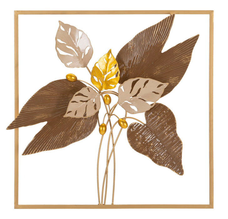 Thatlyfestyle Golden Leaves Wanddecoratie Metaal Goud 50x50 cm