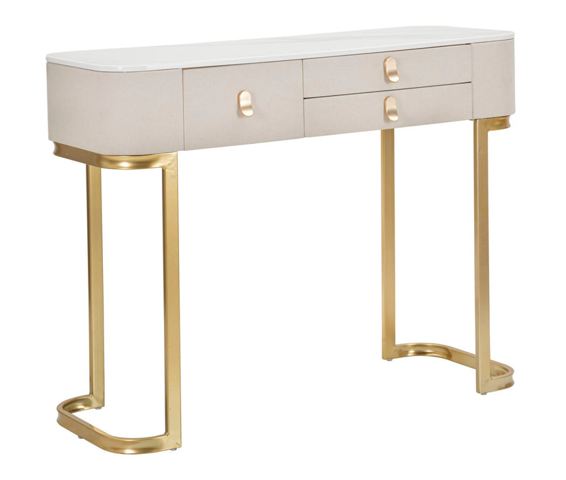 Sidetable Beauty Goud Witte Stof Marmerlook 3 Lades