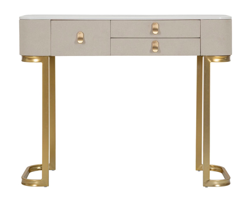 Sidetable Beauty Goud Witte Stof Marmerlook 3 Lades