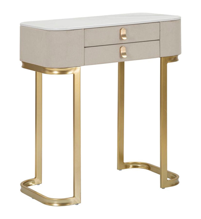 Sidetable Beauty Goud Witte Stof Marmerlook 2 Lades