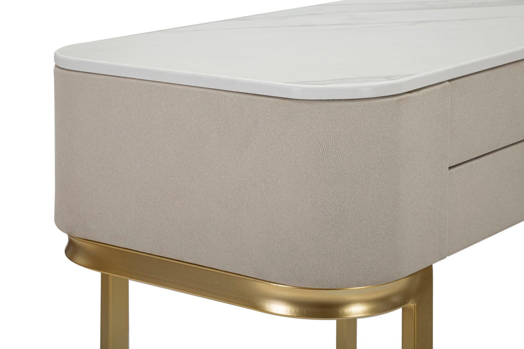 Sidetable Beauty Goud Witte Stof Marmerlook 2 Lades