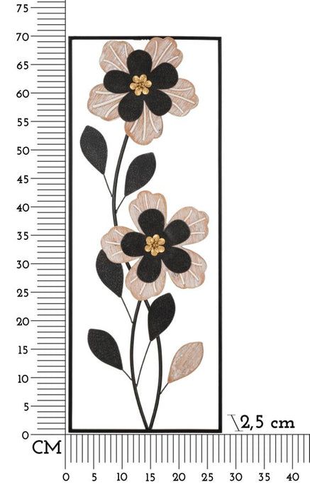 Elegant Blooms Wanddecoratie Metaal Hout 27x70 cm