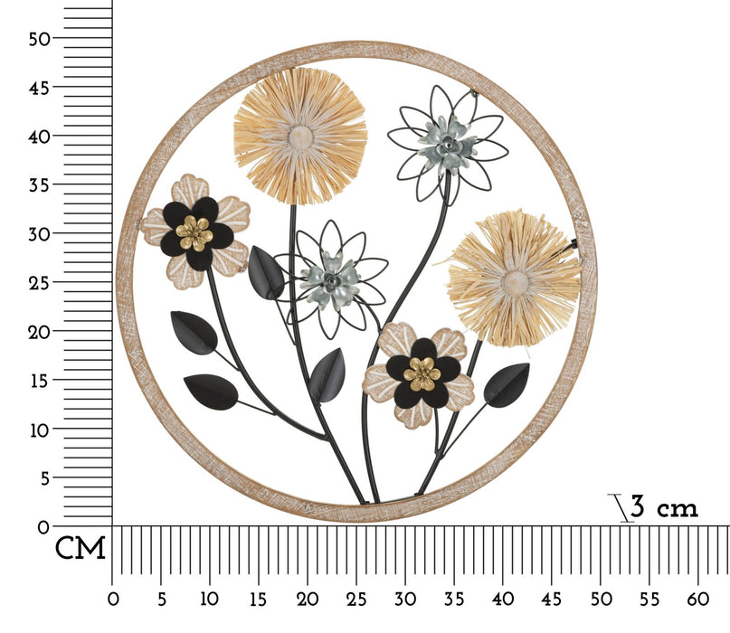 Thatlyfestyle Elegant Floral Wanddecoratie Rond Metaal Hout