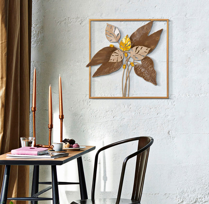 Thatlyfestyle Golden Leaves Wanddecoratie Metaal Goud 50x50 cm