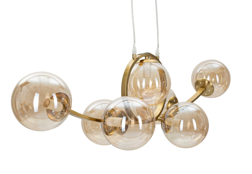 Plafondlamp Japan 7 Bollen Goud Glas, 115x30x36 cm