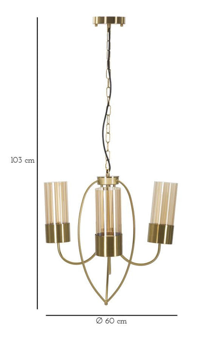 Versailles Gouden Plafondlamp 3 Lichtpunten 60x103 cm