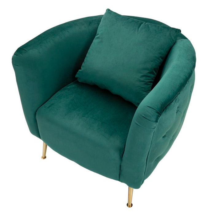 Fauteuil Bucarest groen velvet gouden poten