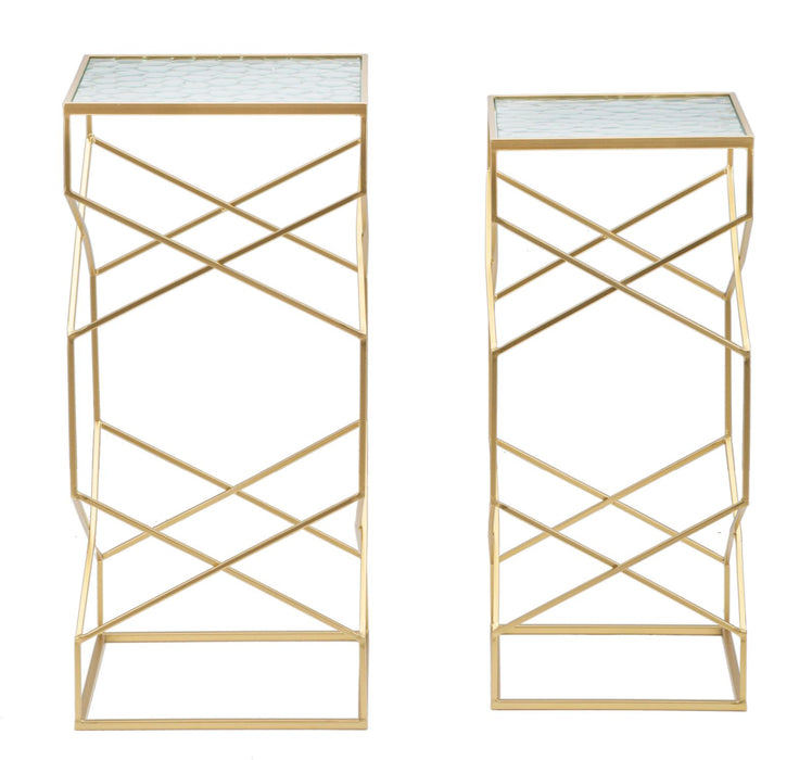 Thatlyfestyle Luxe Geometrische Gouden Glastafels Set van 2