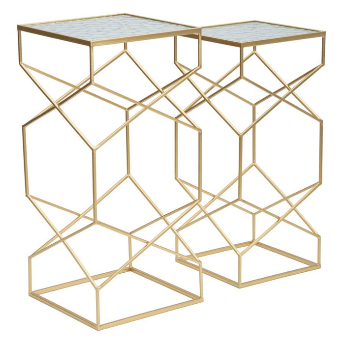 Thatlyfestyle Luxe Geometrische Gouden Glastafels Set van 2