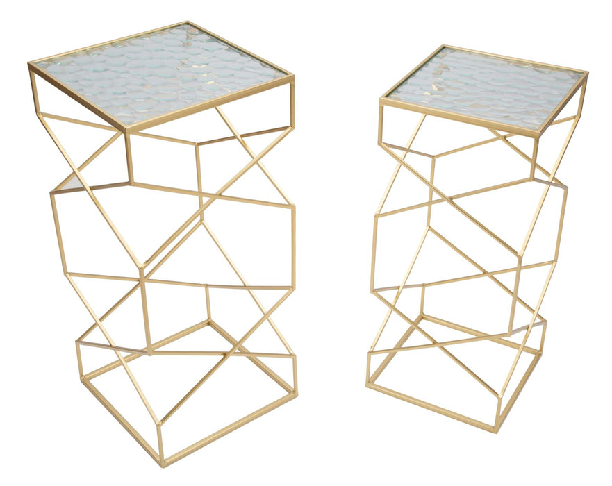 Luxe Geometrische Gouden Glastafels Set van 2