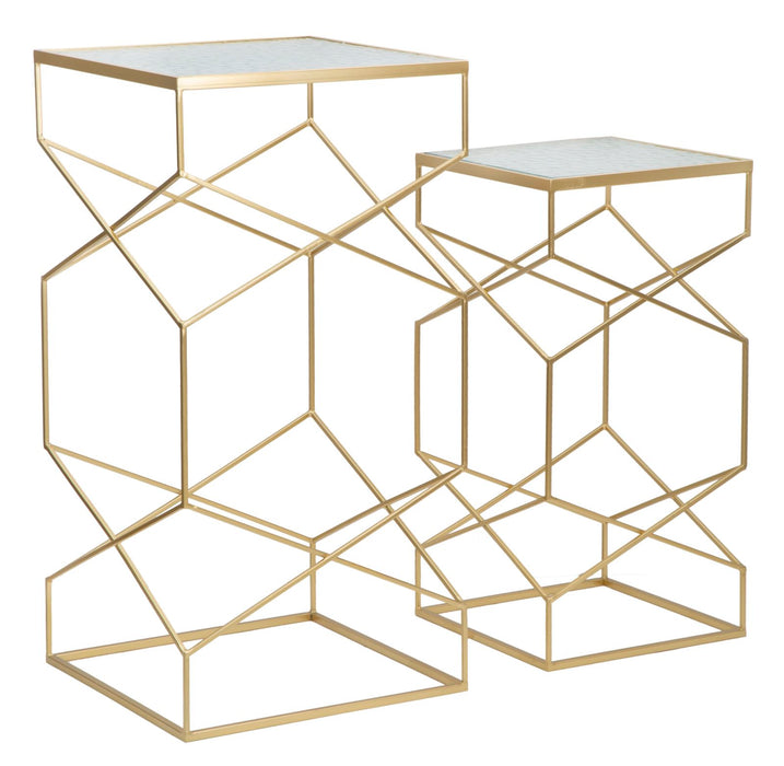 Thatlyfestyle Luxe Geometrische Gouden Glastafels Set Hoog