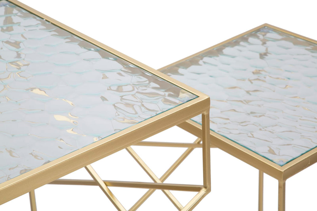 Luxe Geometrische Gouden Glastafels Set Hoog