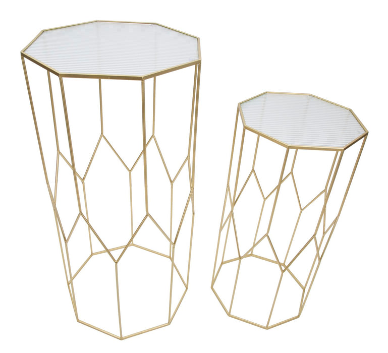 Thatlyfestyle Octahedral Opulence: Gouden 8-hoekige Tafels