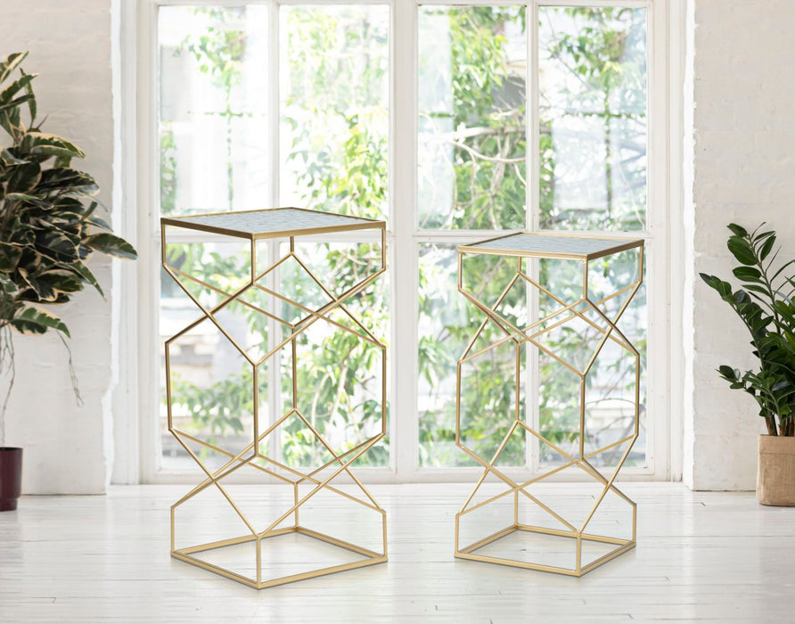 Thatlyfestyle Luxe Geometrische Gouden Glastafels Set van 2