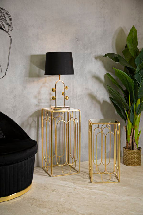 Luxe Verde Bijzettafel Set Goud Spiegelglas