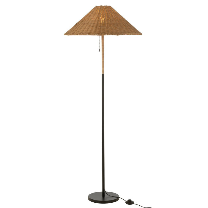 J-Line staande lamp - metaal/rotan - zwart/naturel