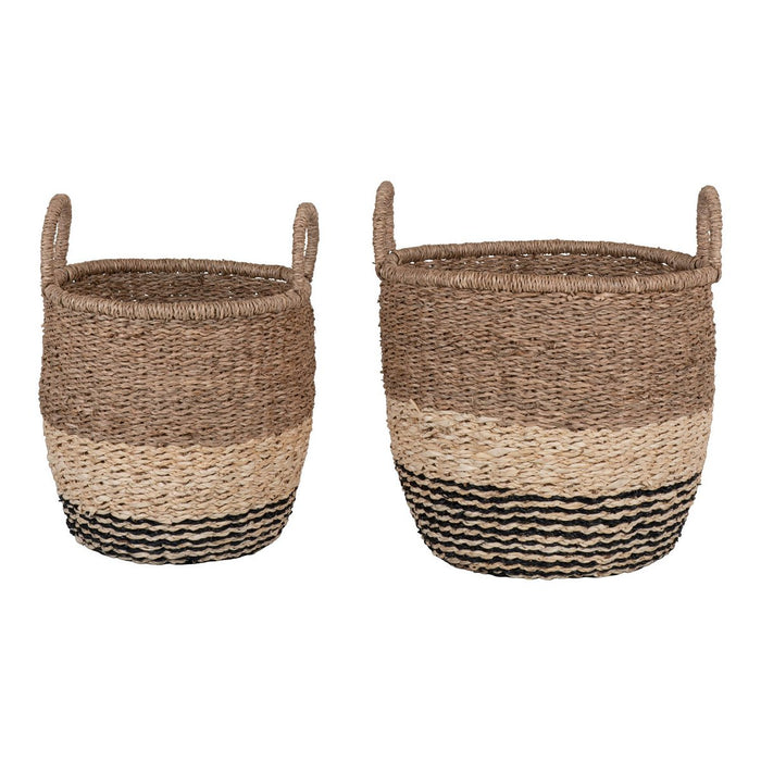 Lima Basket - Mand in zeegras, natuur/bruin/zwart, set van 2