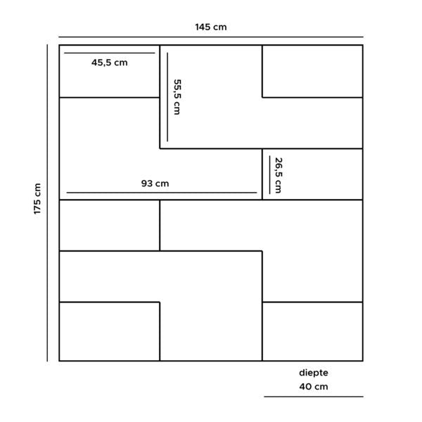 Vakkenkast Huub Wit 210 x 145 cm – Roomdivider - ThatLyfeStyle