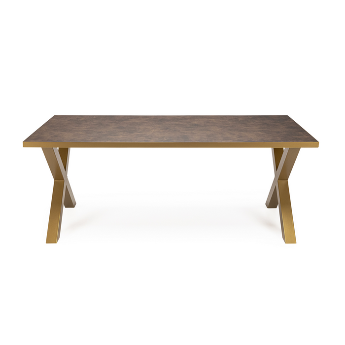 Stalux Eettafel 'Roos' 240 x 100cm, kleur goud / lederlook bruin