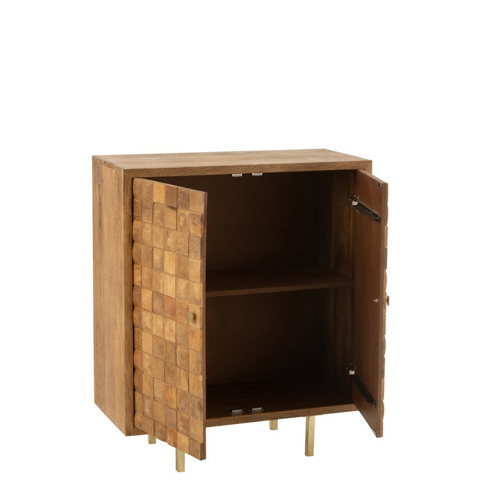 J-Line Kast Nino Metaal/Mangohout Naturel/Goud