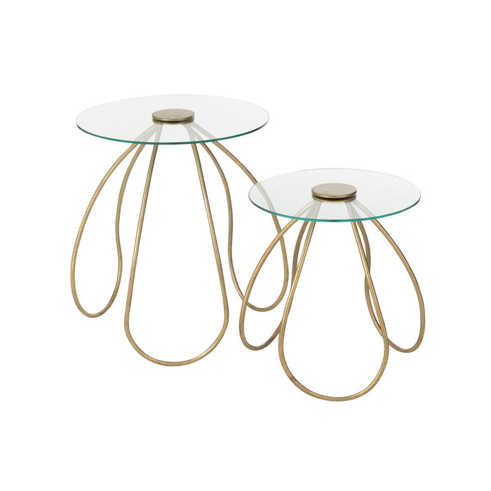 J-Line Set Van 2 Tafels Rond Metaal/Glas Goud