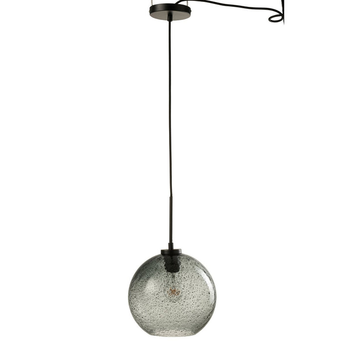 J-Line Spikkel Bol hanglamp - glas - grijs - L