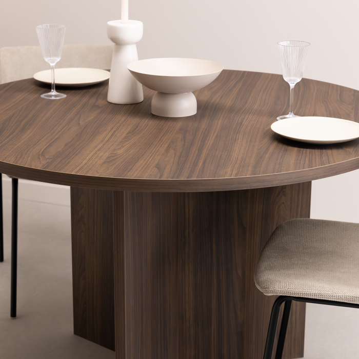 Ronde Eettafel Mae, 120cm, kleur bruin notenhout