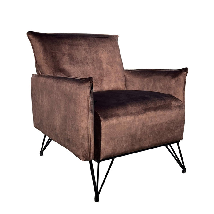 Livingfurn fauteuil Noah Stof Staal Bruin