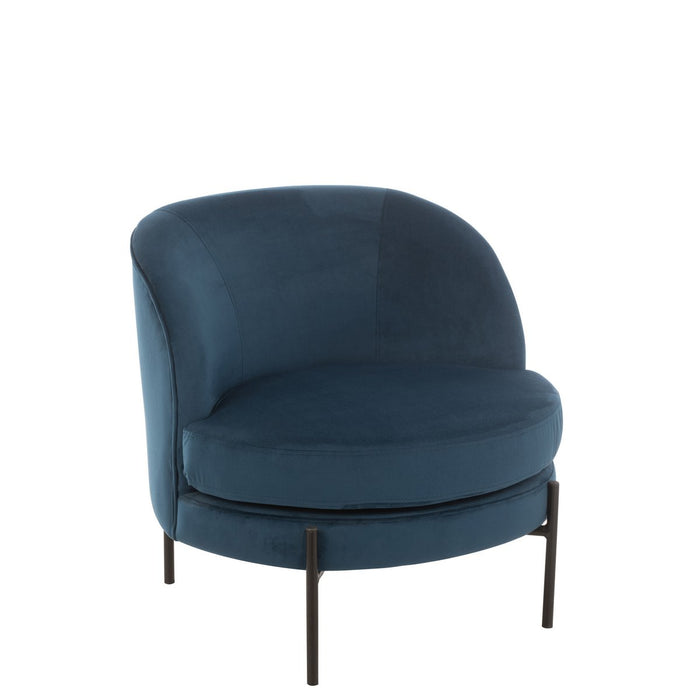 J-Line Loungestoel Rond Textiel Metaal Blauw