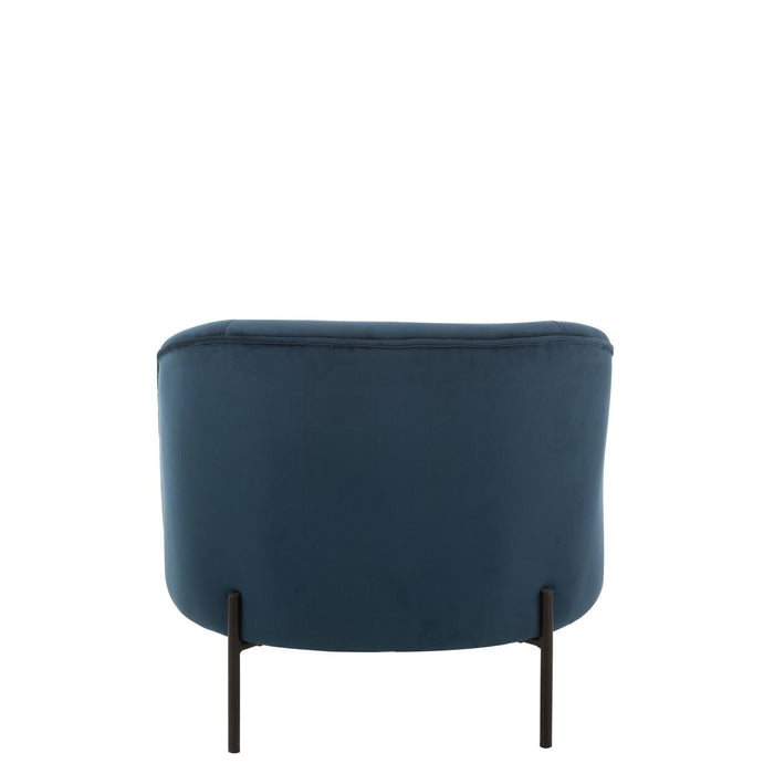 J-Line Loungestoel Rond Textiel Metaal Blauw