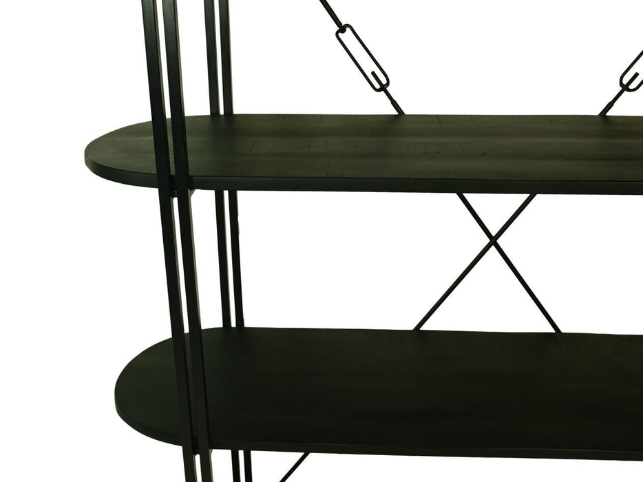 HSM Collection Wandkast 4 Planken Zwart Mango/Metaal