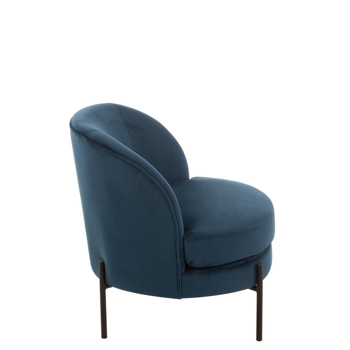 J-Line Loungestoel Rond Textiel Metaal Blauw