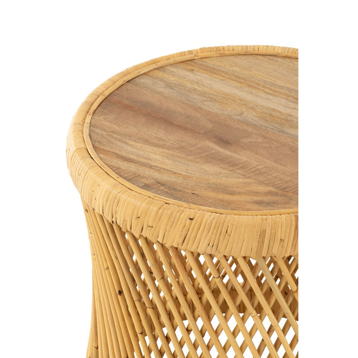 J-Line bijzettafel Cylindrisch - rotan - naturel