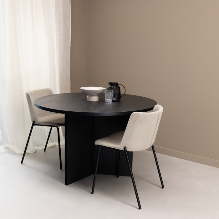 Ronde Eettafel Mae, 140cm, kleur zwart eiken