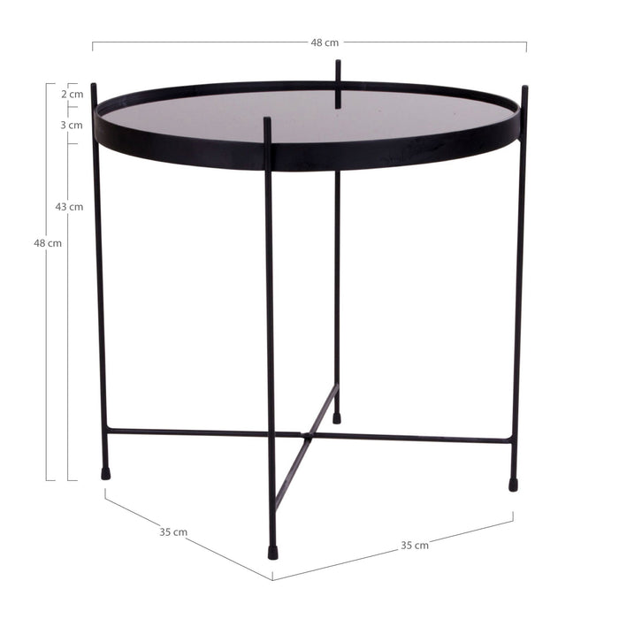 Venezia salontafel metaal glas zwart hoog - ThatLyfeStyle