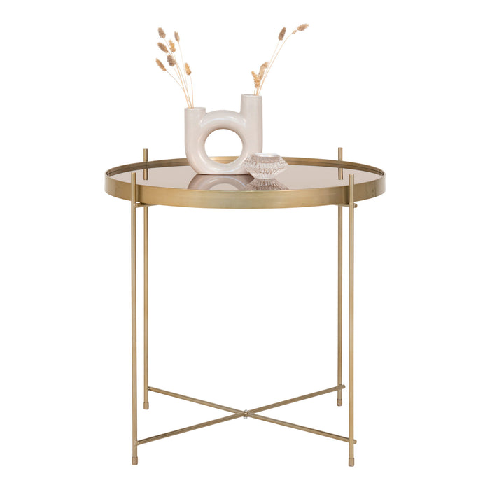 House Nordic Venezia Salontafel Glas Goud Ø48cm - ThatLyfeStyle