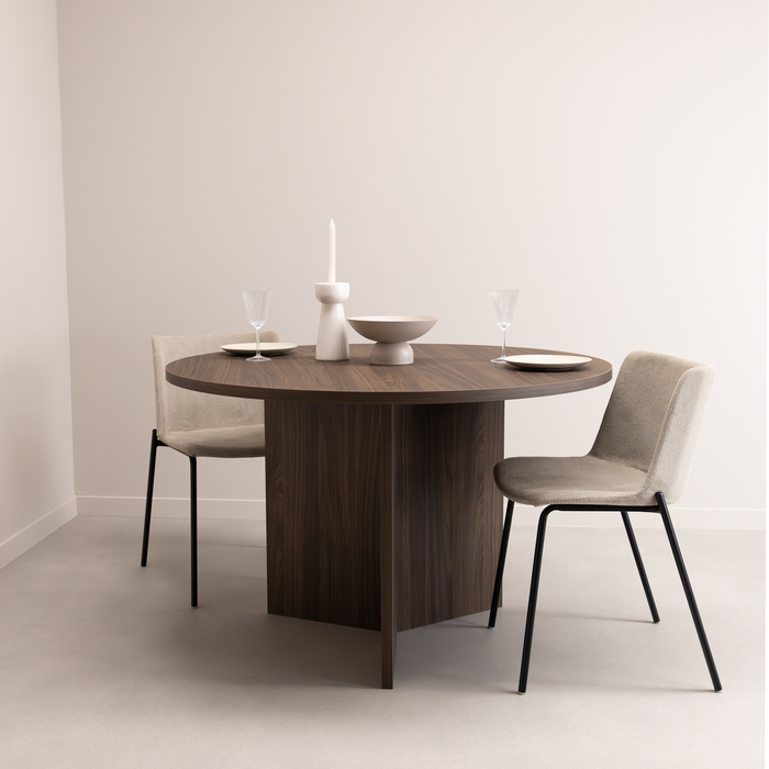 Ronde Eettafel Mae, 120cm, kleur bruin notenhout